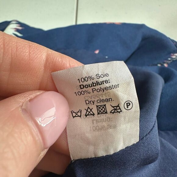 Madewell Silk Poppy A-Line Cactus Flower Floral Dress Navy Blue Size 4 Feminine - Picture 11 of 13